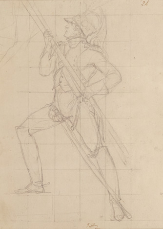 Study for "The Distribution of the Eagles": Dragoon Raising an Eagle